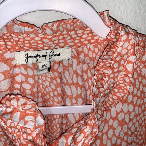 Jennifer and Grace Orange Sleeveless Button Down Blouse size 2X - Picture 5 of 6